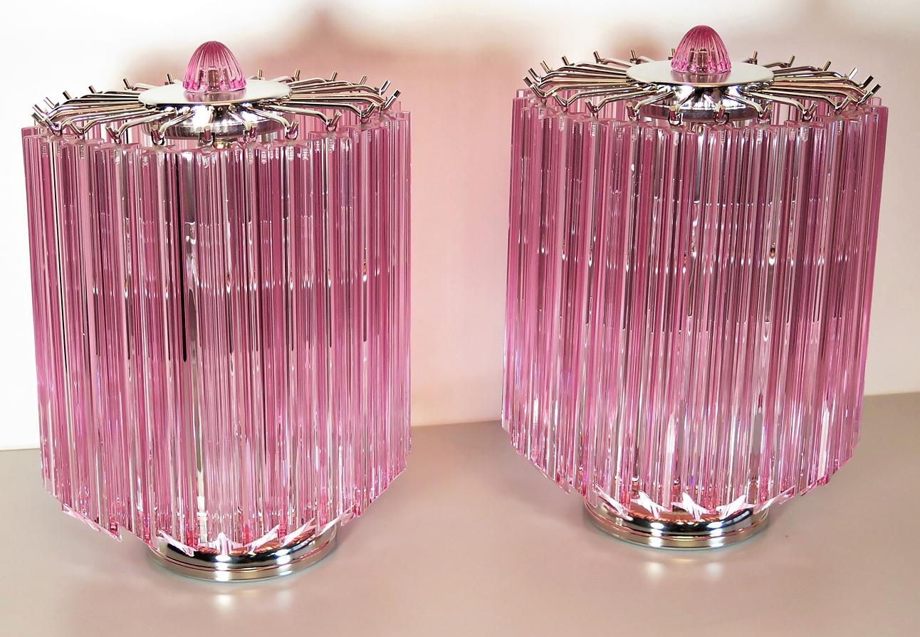 Pink Quadriedri Table Lamp, Venini Style For Sale 3