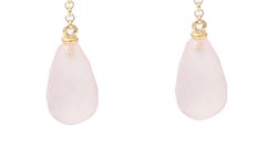 Pink quartz 18K yellow gold drops earrings