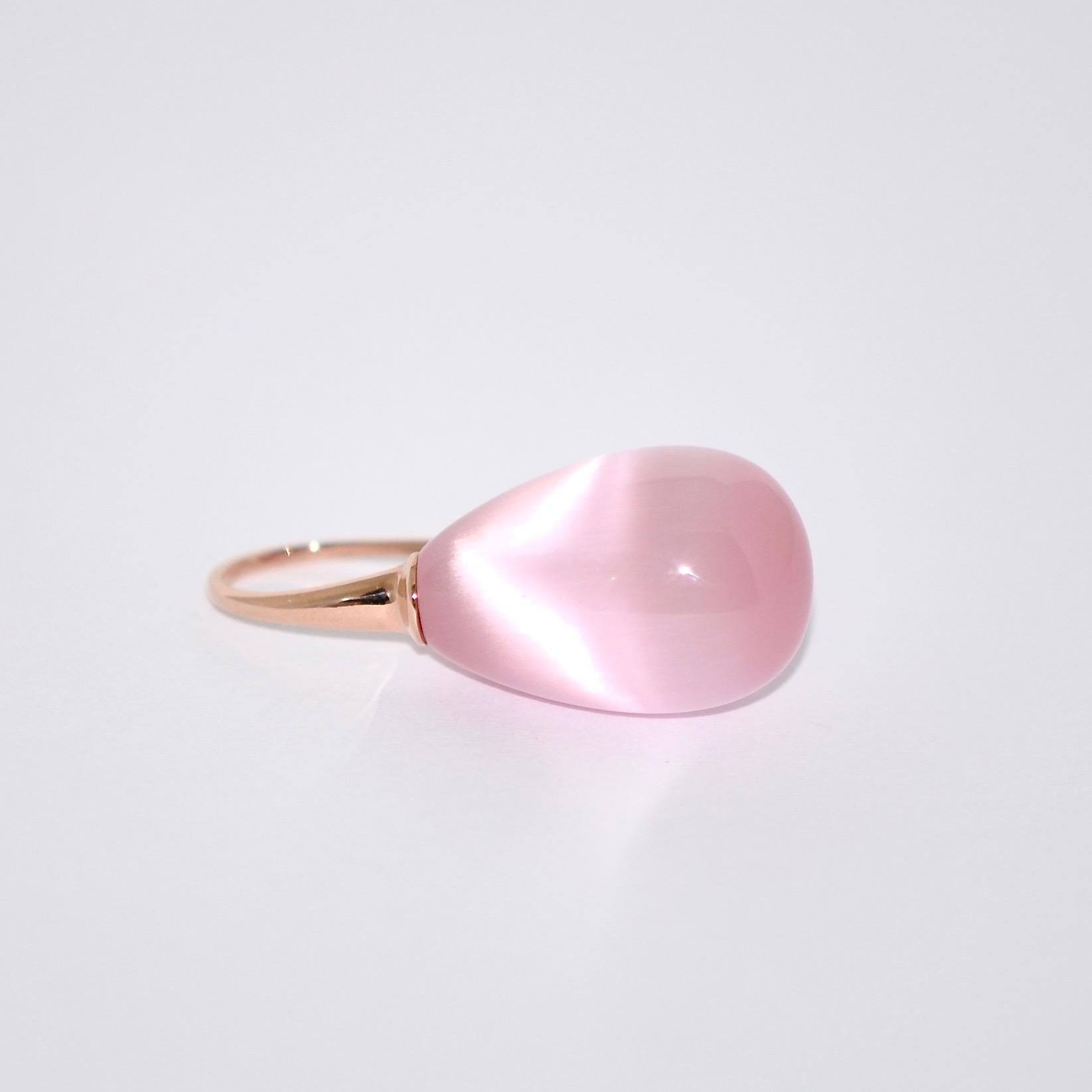 Pink Quartz and Rose Gold 18 Karat Drop Earrings 4