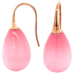 Pink Quartz and Rose Gold 18 Karat Drop Earrings