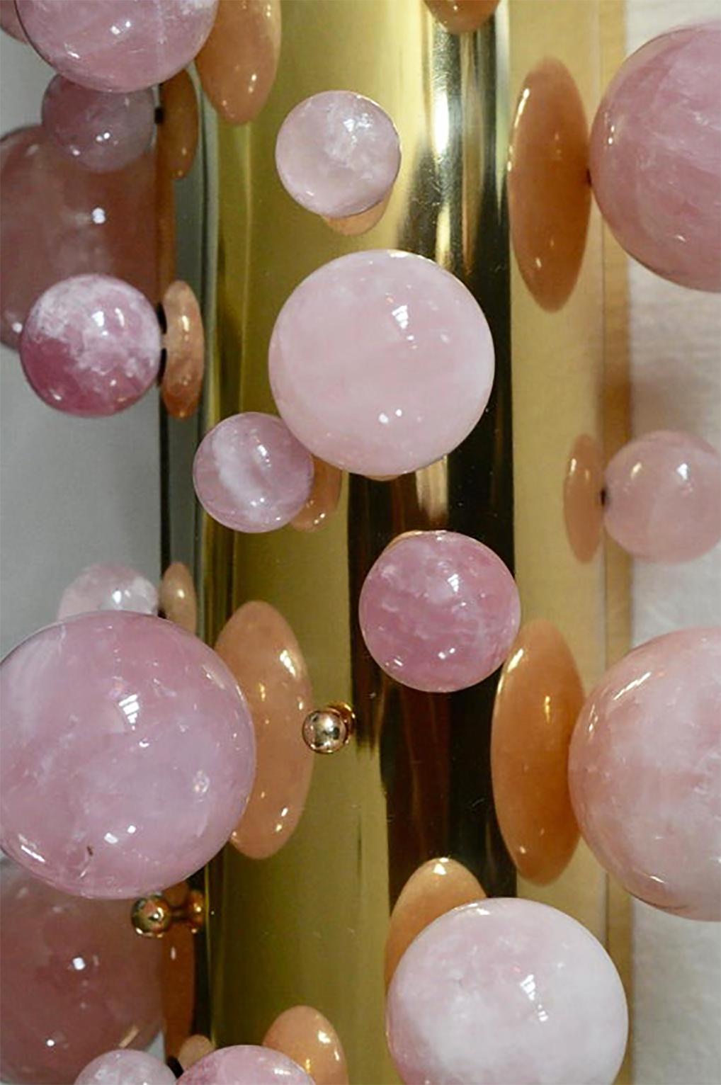 Group Of Four Pink Quartz Bubble Sconces by Phoenix In Excellent Condition In New York, NY