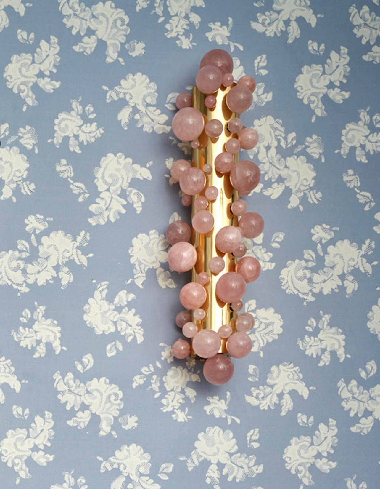 Pink Quartz Bubble Sconces by Phoenix In Excellent Condition For Sale In New York, NY