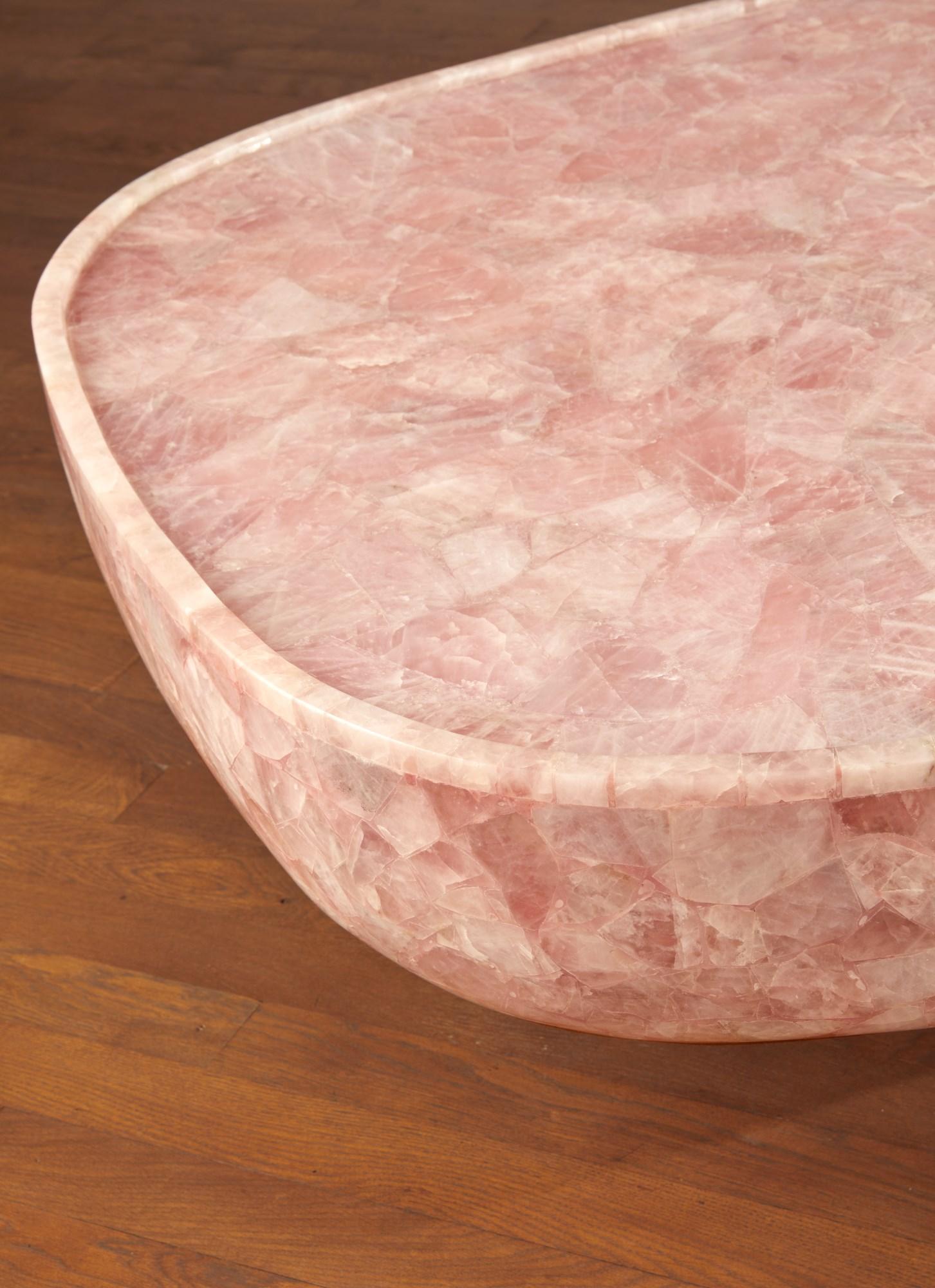 French Pink quartz coffee table by Studio Glustin For Sale