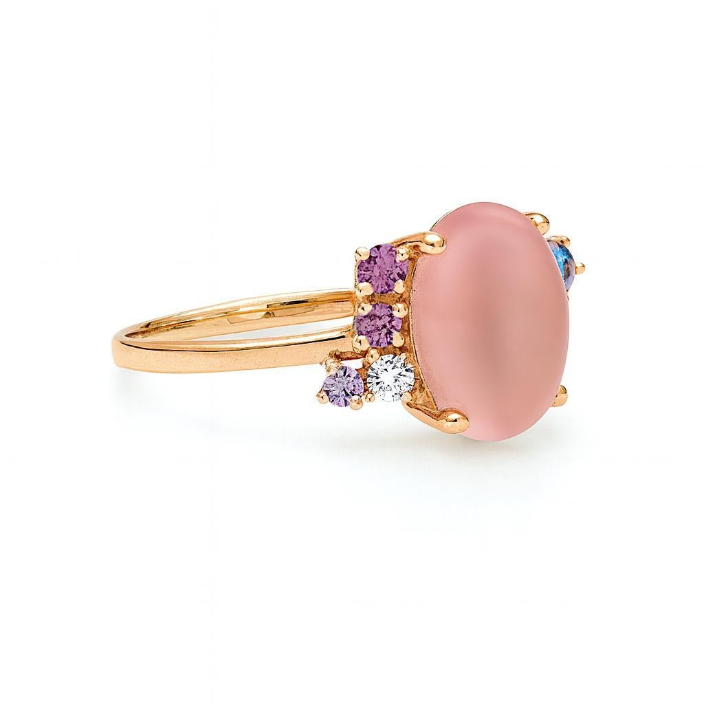 in vendita:  Anello multicolore di quarzo rosa in oro 14k 3