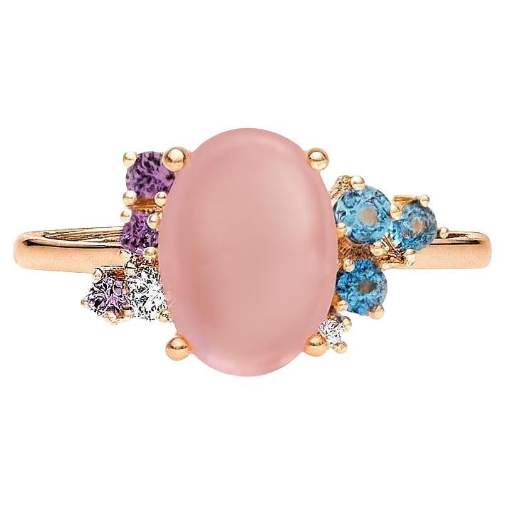 in vendita:  Anello multicolore di quarzo rosa in oro 14k