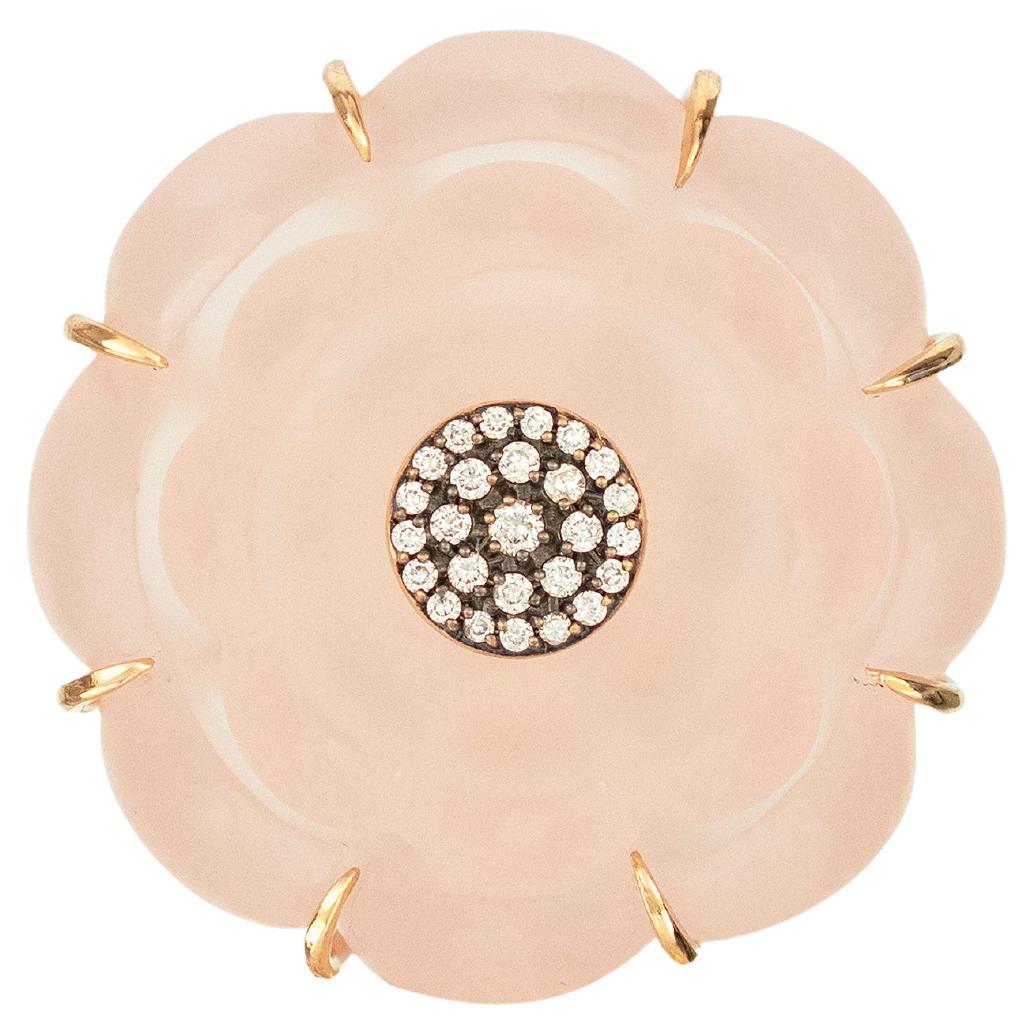 Silvia Furmanovich – Lotus-Ring aus 18 Karat Roségold mit rosa Quarz und Diamanten im Angebot