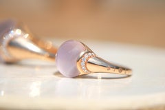 Bague en quartz rose en or 18 carats avec diamants blancs de BIGLI