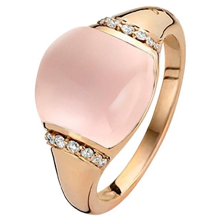 Pink Quartz Ring in 18ct gold with white diamonds by BIGLI For Sale at  1stDibs