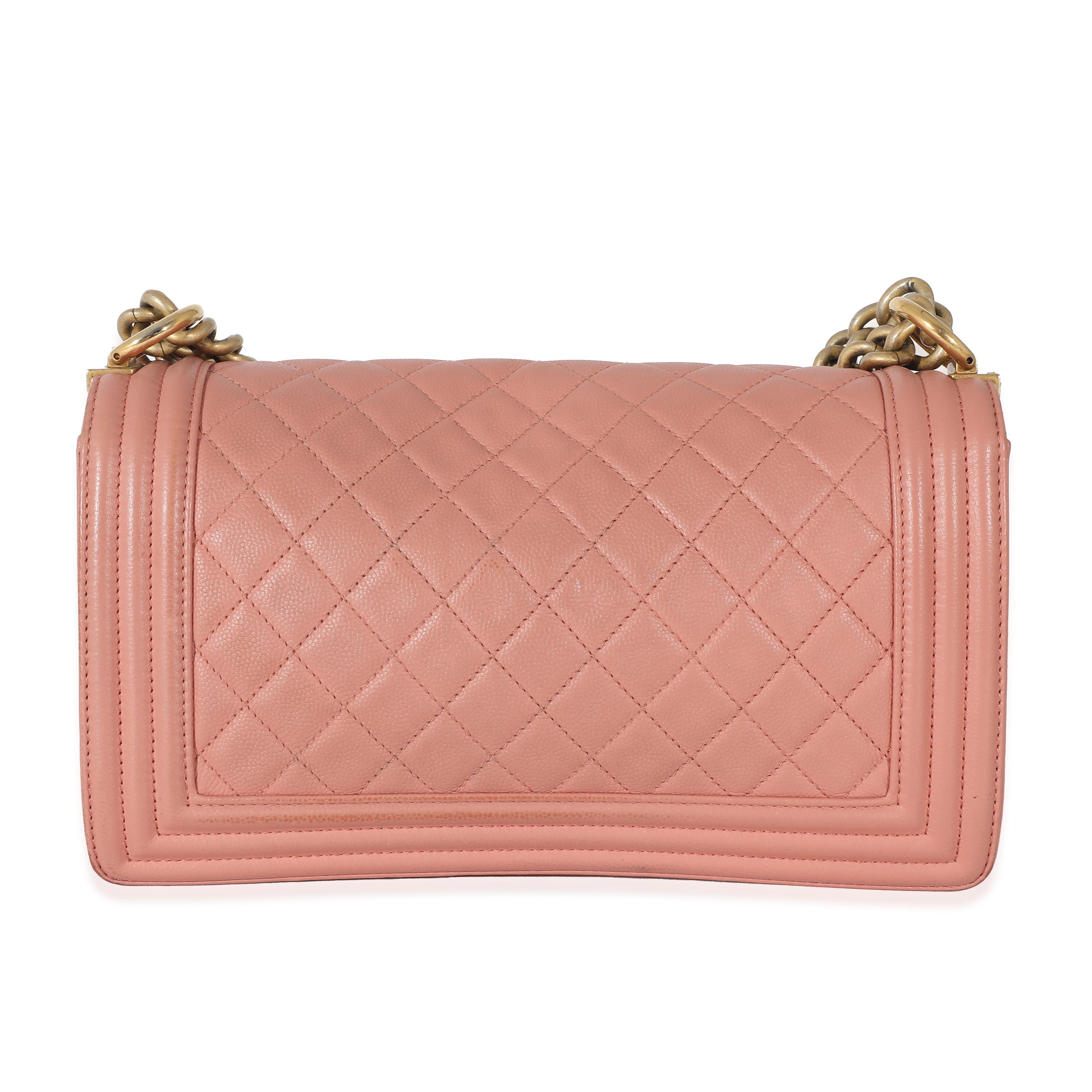 Pink Quilted Caviar Old Medium Boy Bag For Sale 3
