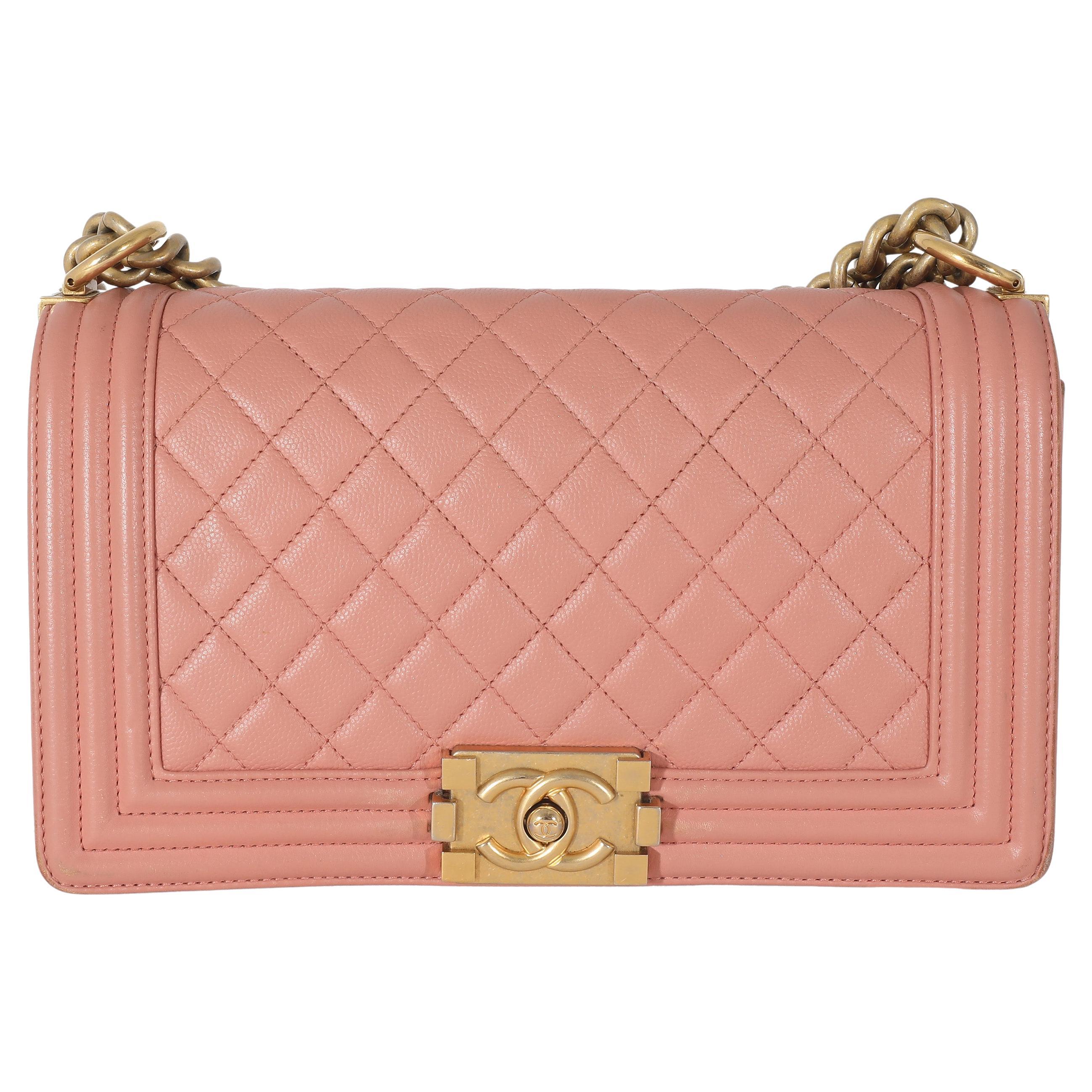 Pink Quilted Caviar Old Medium Boy Bag For Sale