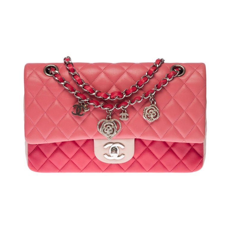 Pink Quilted Chanel Limited Tricolor Valentine Crystal Hearts Classic Flap  Bag at 1stDibs