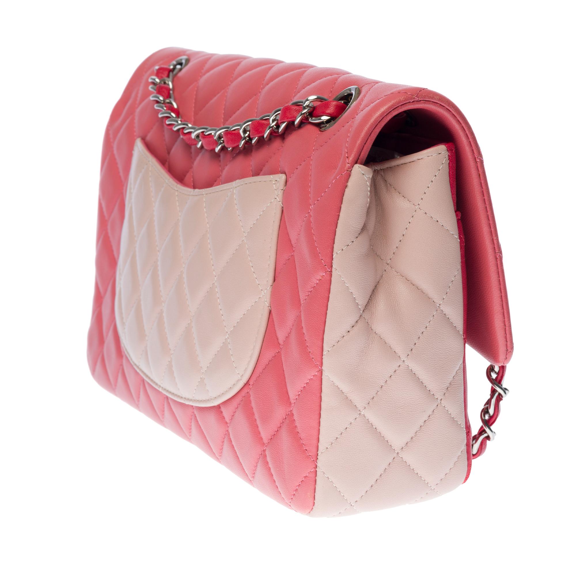 Women's Pink Quilted Chanel Limited Tricolor Valentine Crystal Hearts Classic Flap Bag