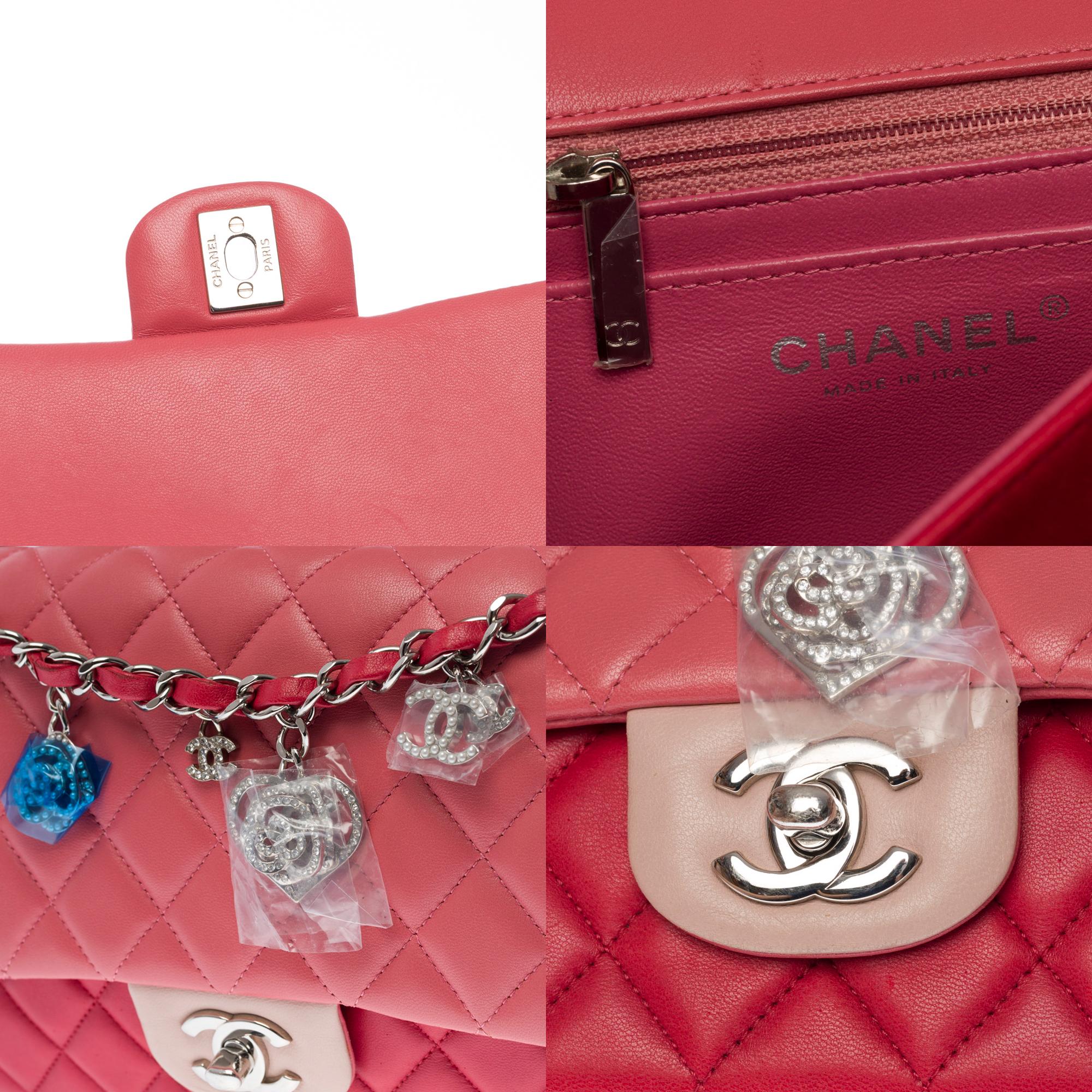 Pink Quilted Chanel Limited Tricolor Valentine Crystal Hearts Classic Flap Bag 1