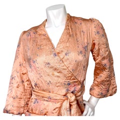 Pink Quilted Satin Floral Robe circa 1940s