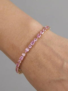 Brazalete de zafiro rosa talla baguette y pera en oro amarillo de 14 quilates (personalizado)