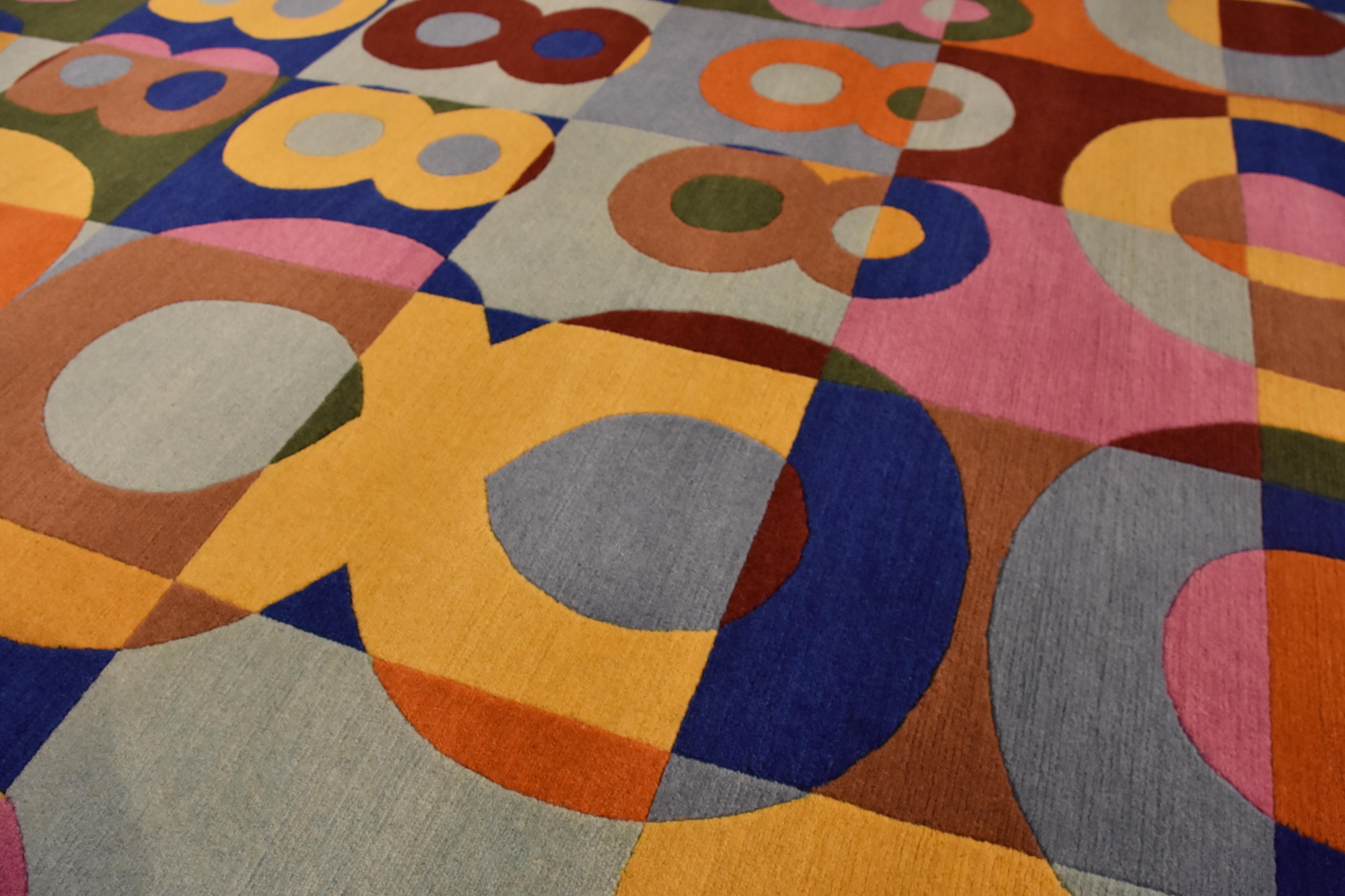 Pink Red Blue Yellow Livio Tessandori Rug Italian Designer Olivia Toscani's Art For Sale 6