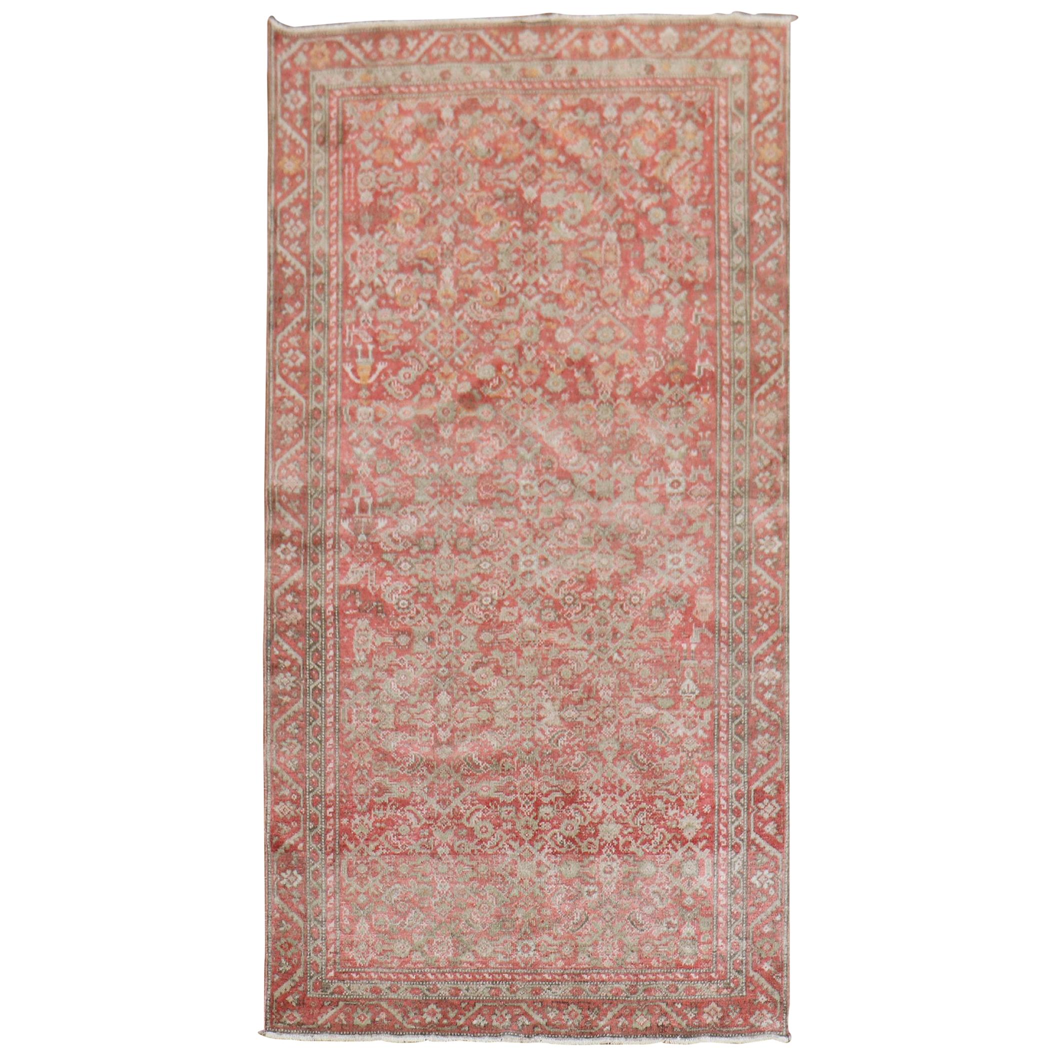 Traditioneller persischer Malayer-Teppich in Rosa und Rot