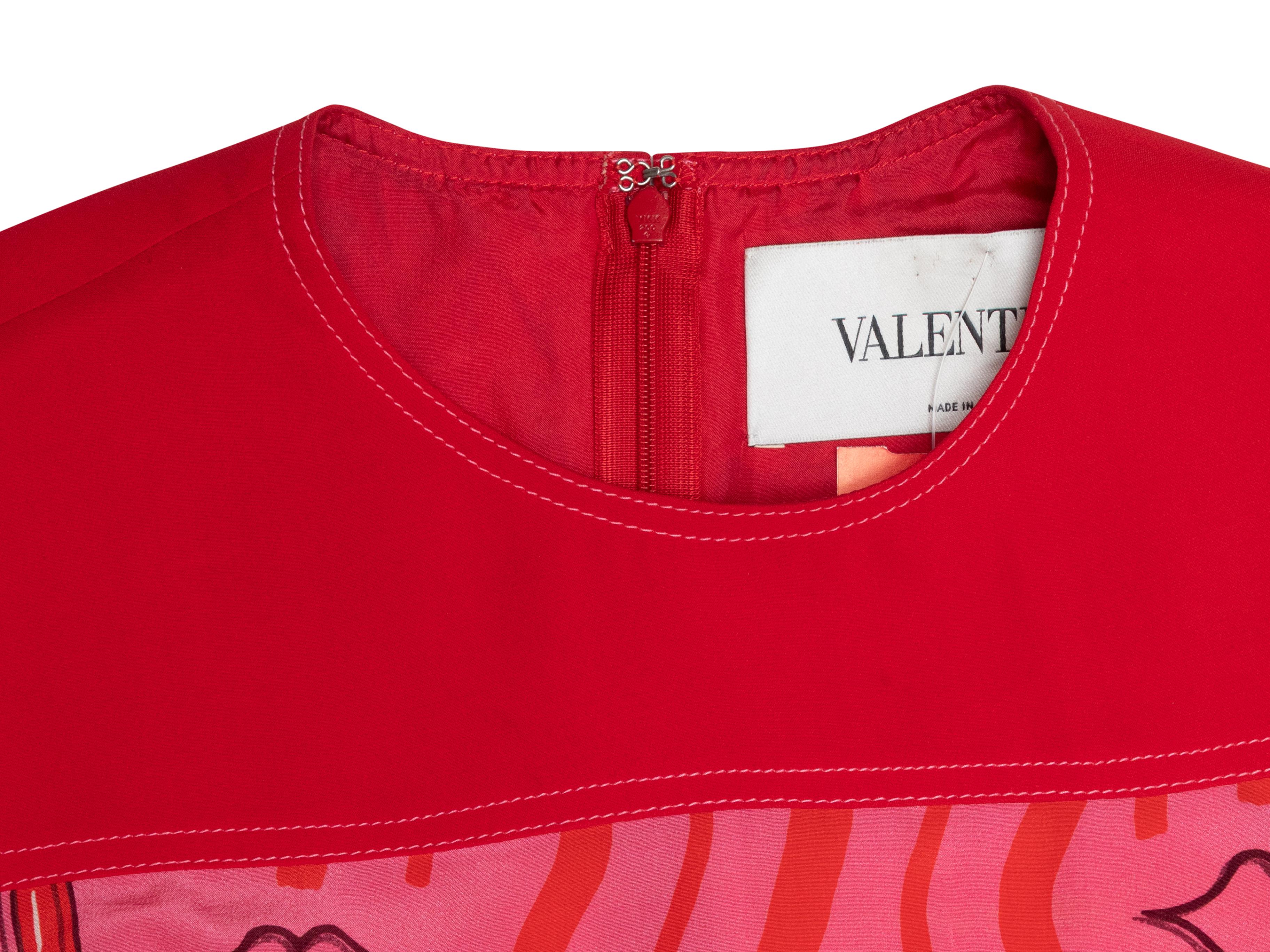 Robe imprimée rouge et rose Valentino Taille US S Bon état - En vente à New York, NY