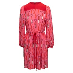Vestito rosa e rosso con stampa a rossetto di Valentino taglia US S