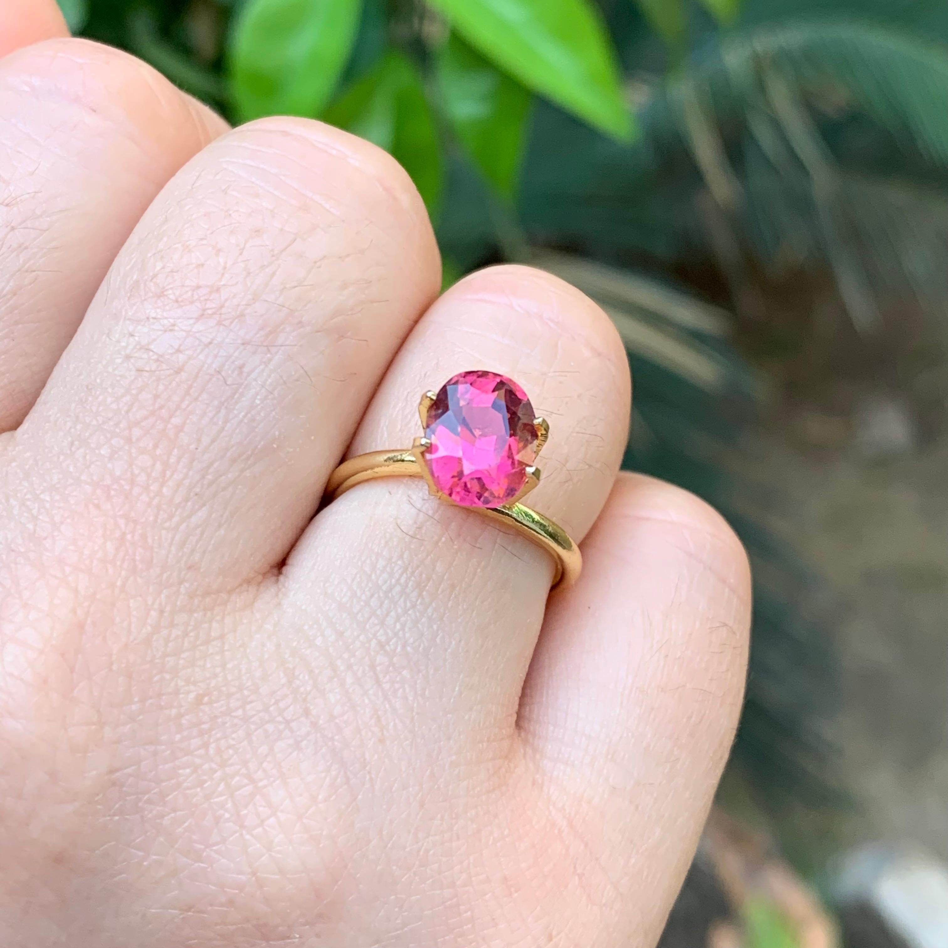 Pink Reddish Hue Natural Tourmaline Ring Loose Gemstone 3.05 Ct Oval Cut-Jewel For Sale 6
