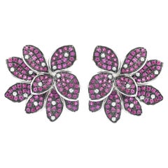 Pendientes de brillantes rosa Flor floreciente Regalo para ella En plata Para madre