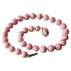 Pink Rhodochrosite Knotted Necklace