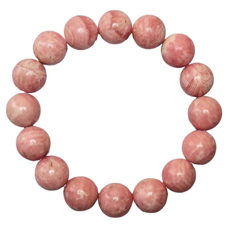 Pink Rhodochrosite Stretch Bracelet For Sale