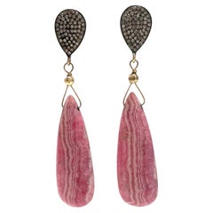 Pink Rhodochrosite with Diamonds Paradizia Earrings