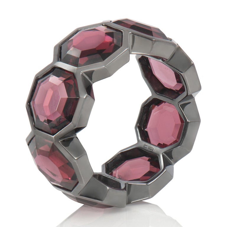 Pink Rhodolite Russell Ring in 18 Karat Black Gold. For Sale at 1stDibs