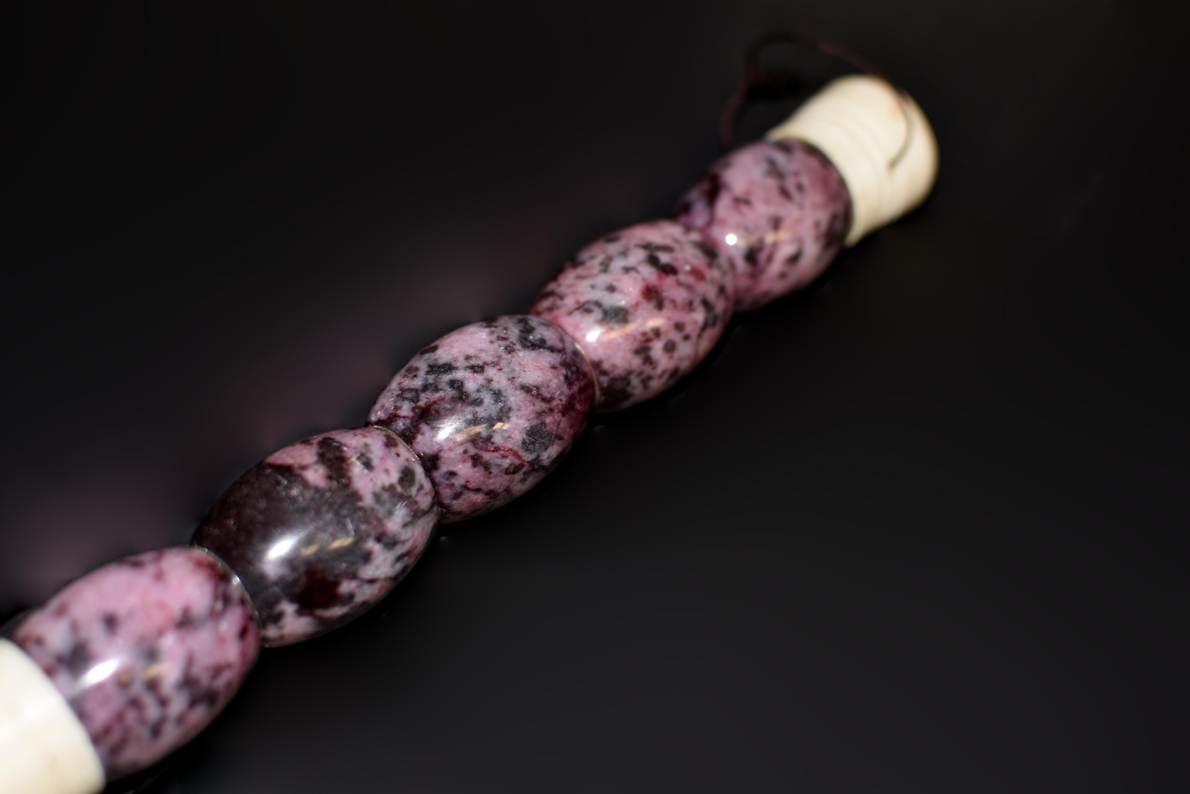 Pinceau de calligraphie en rhodonite rose 15