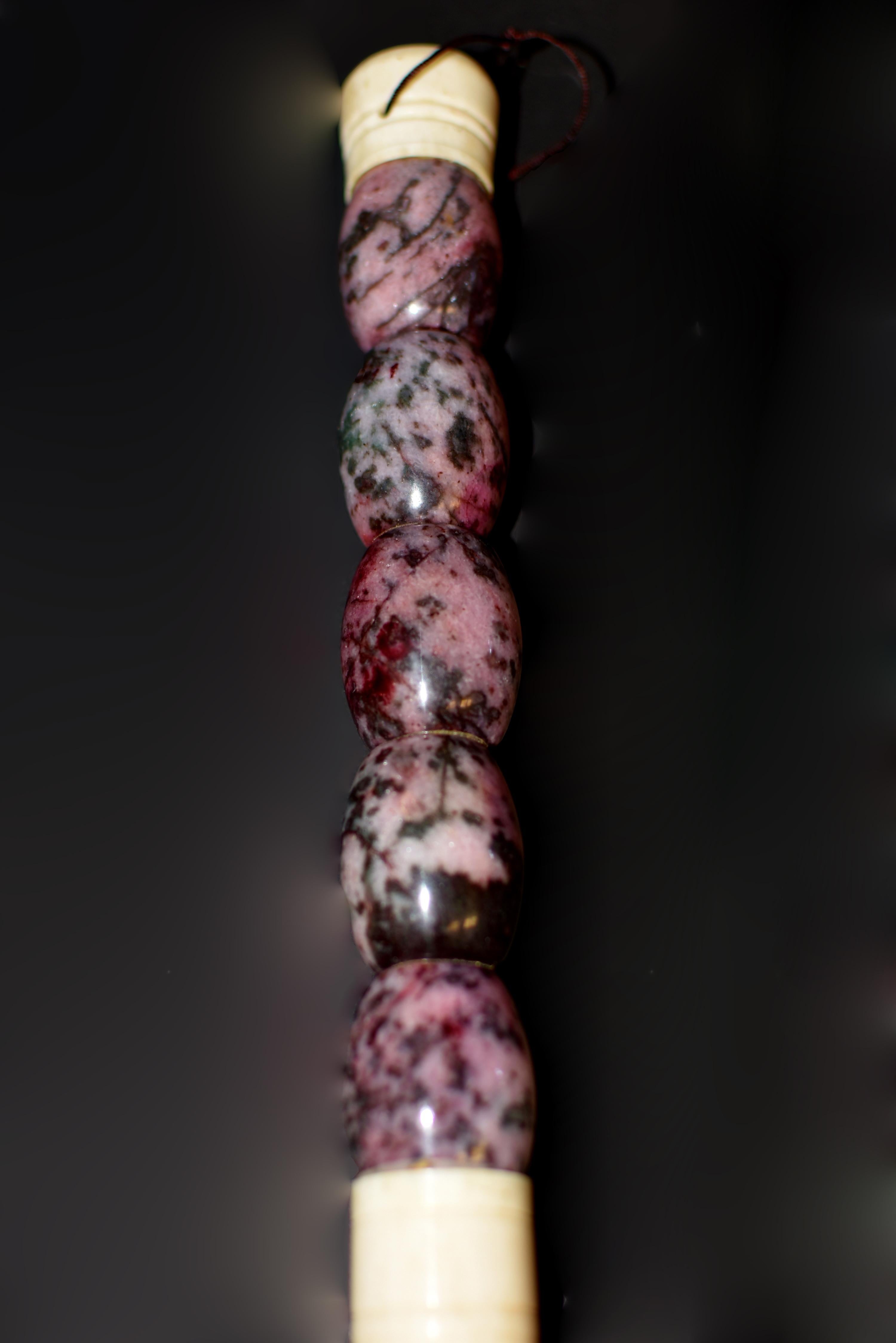 Fait main Pinceau de calligraphie en rhodonite rose 15