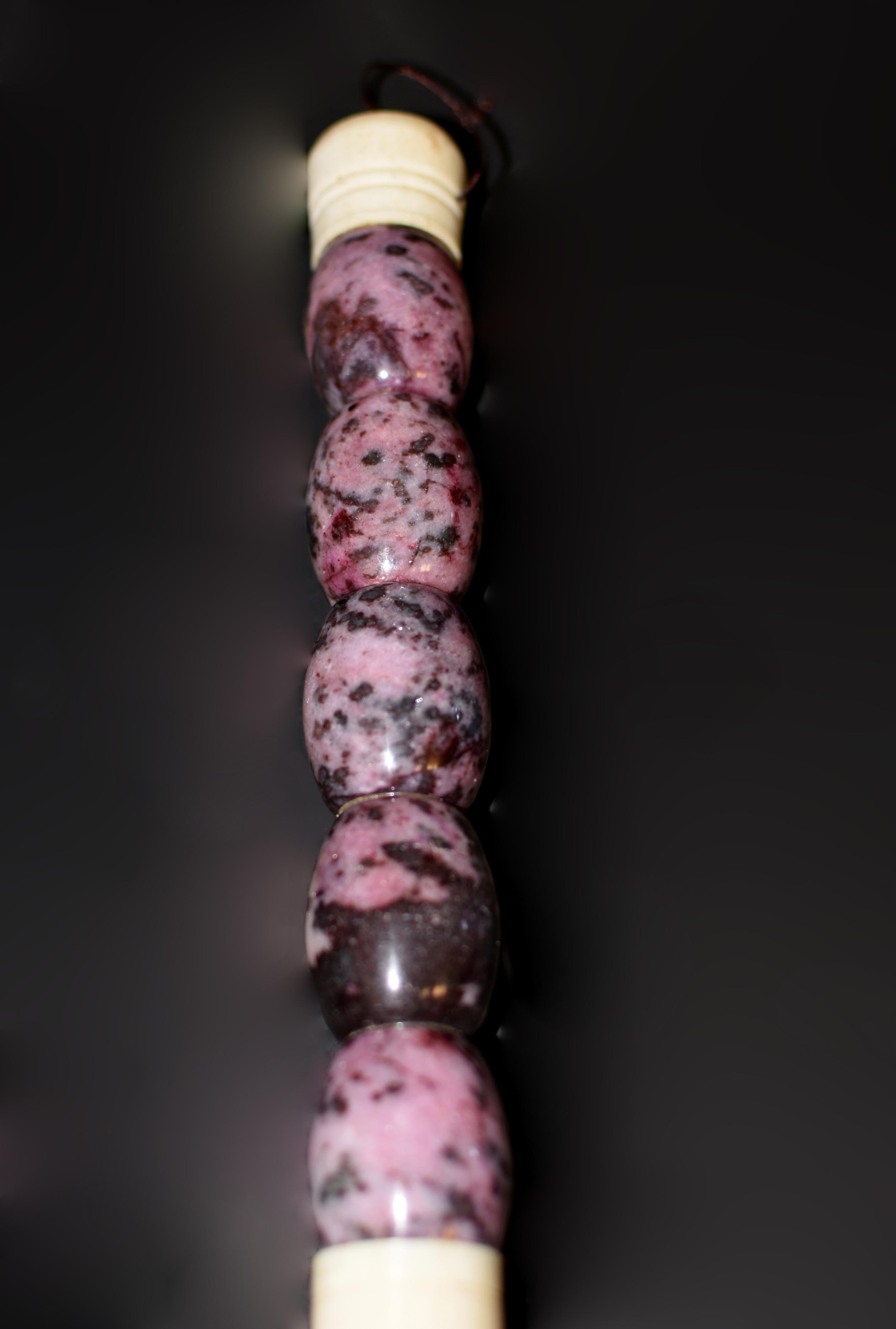 Pinceau de calligraphie en rhodonite rose 15