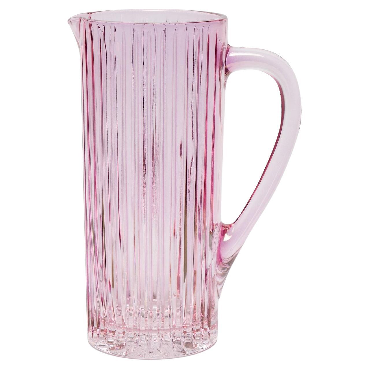 Pink Ridged Pitcher Glass Prestige For Sale