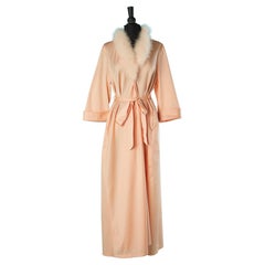 Retro Pink Robe with feather on the collar Christian Dior Lingerie 