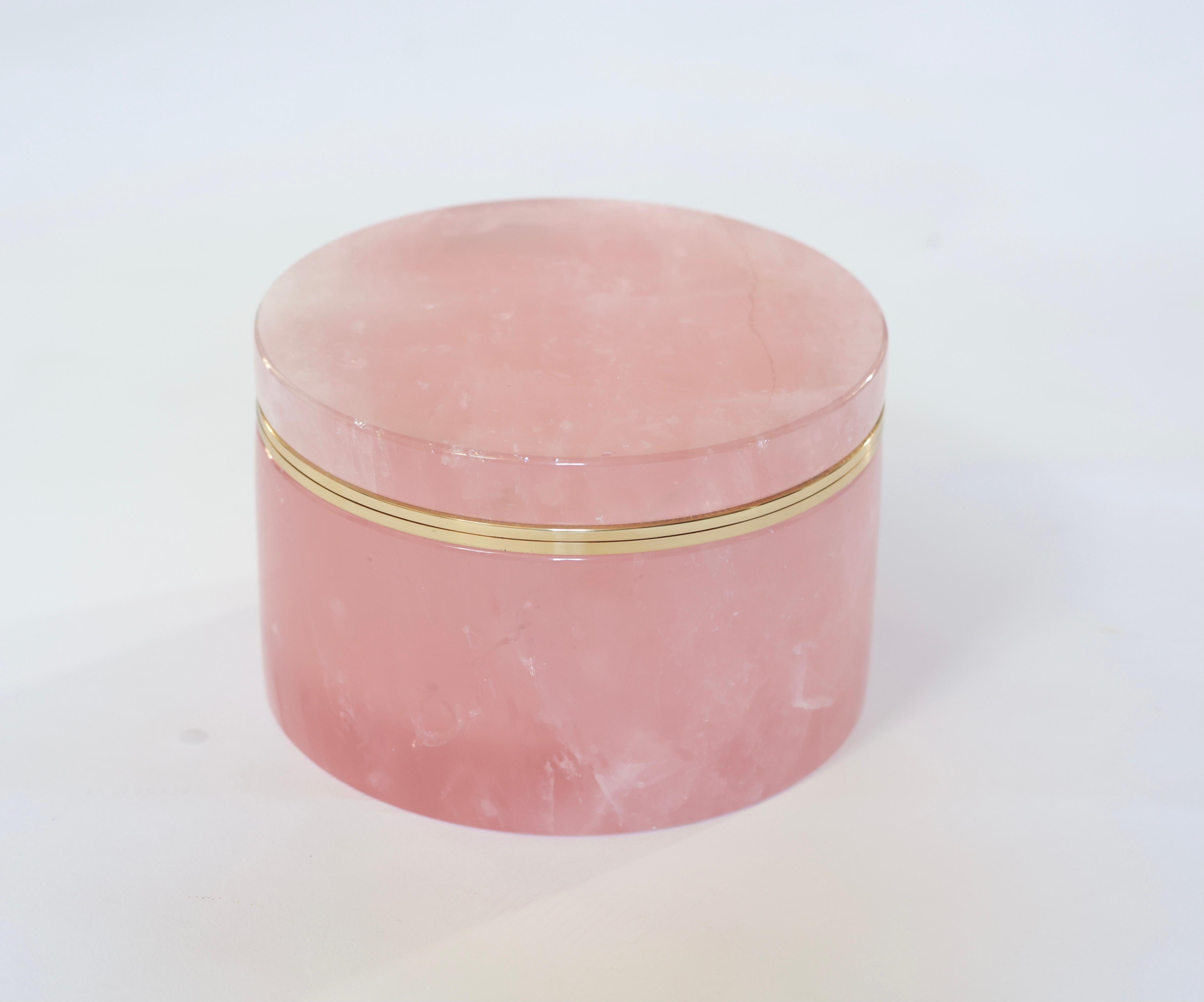 Contemporary Pink Rock Crystal Box by Phoenix For Sale