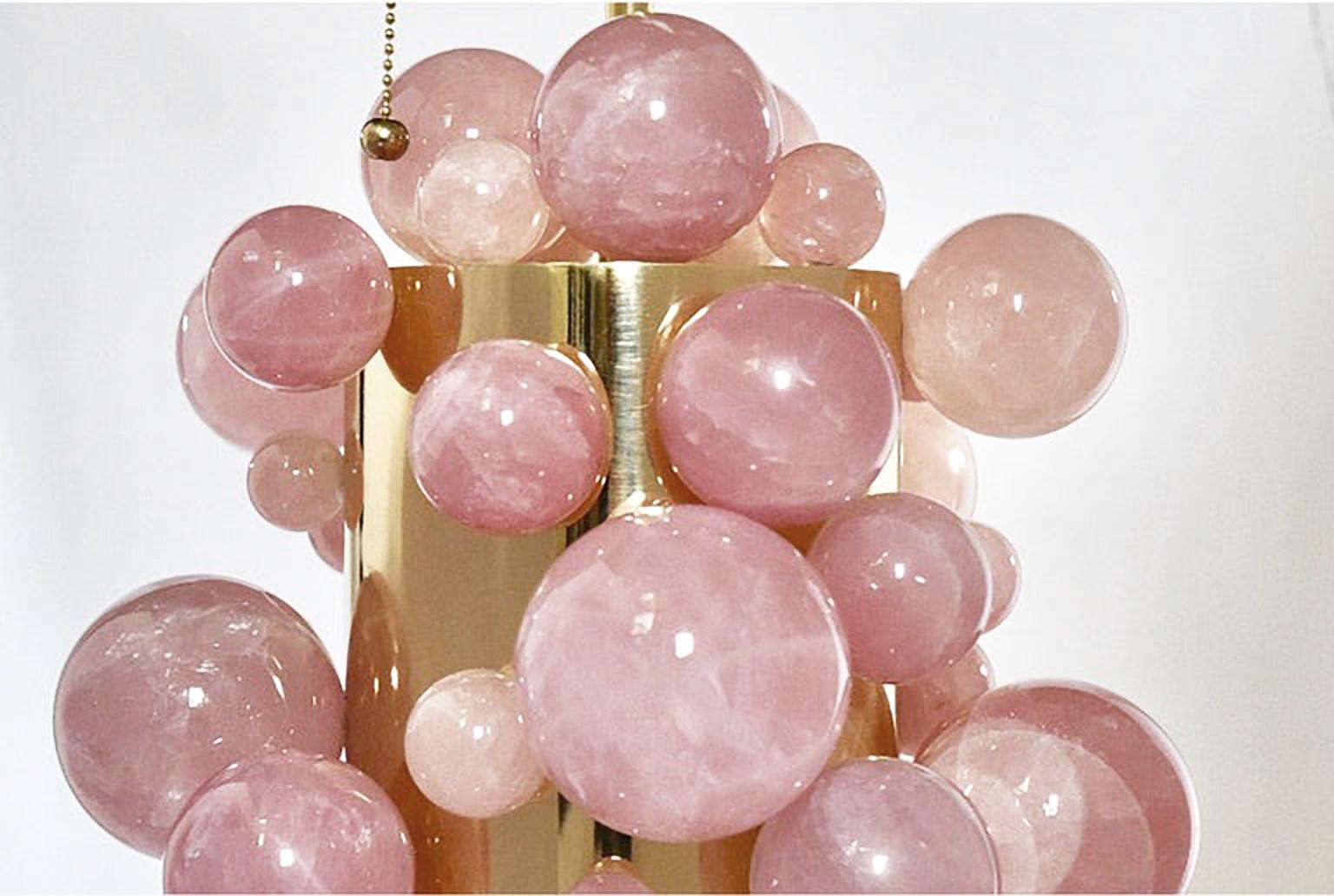 Lampes à bulles en cristal de roche rose par Phoenix Neuf - En vente à New York, NY