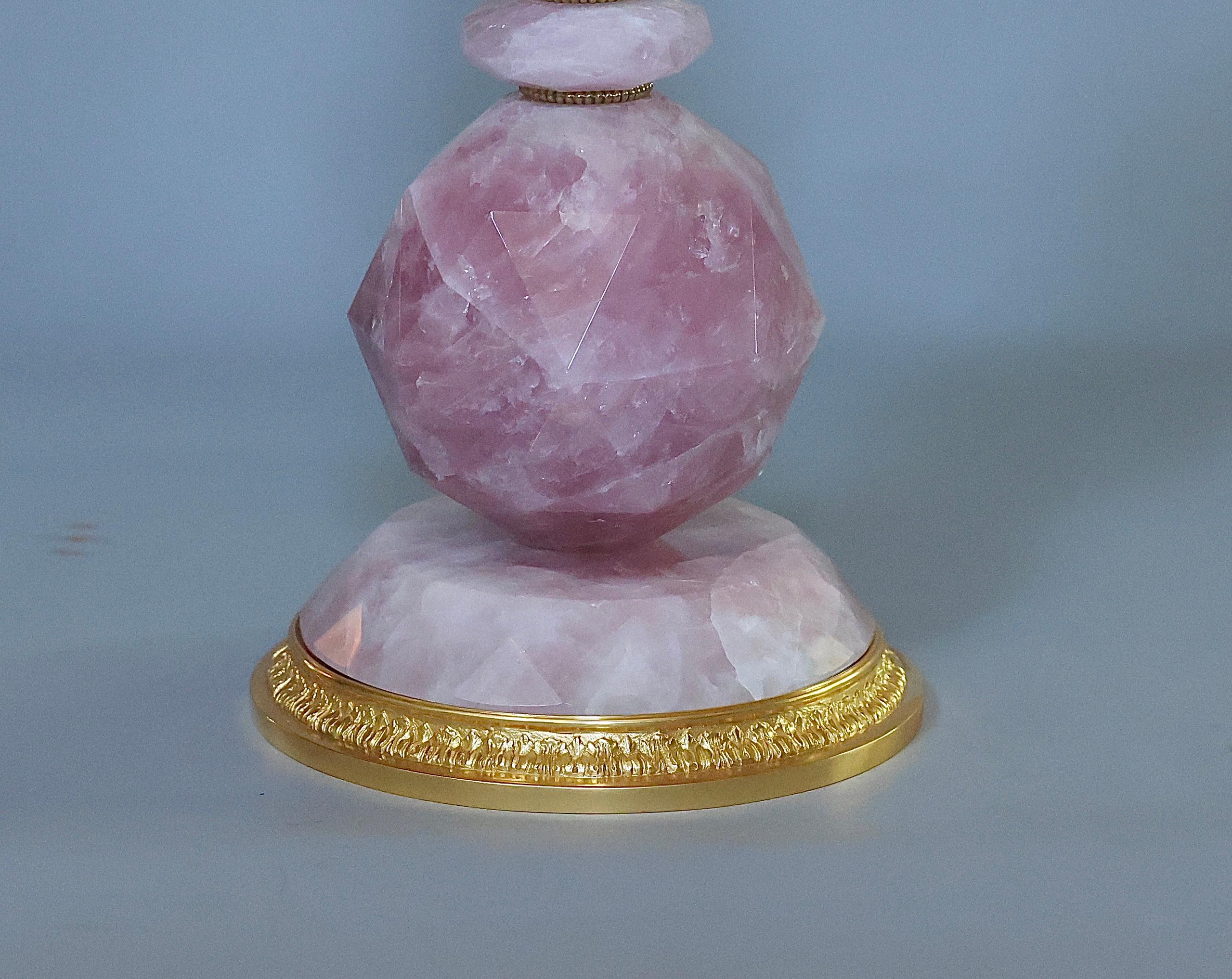 Lámparas de cristal de roca rosa de Phoenix en Nuevo estado para la venta en New York, NY
