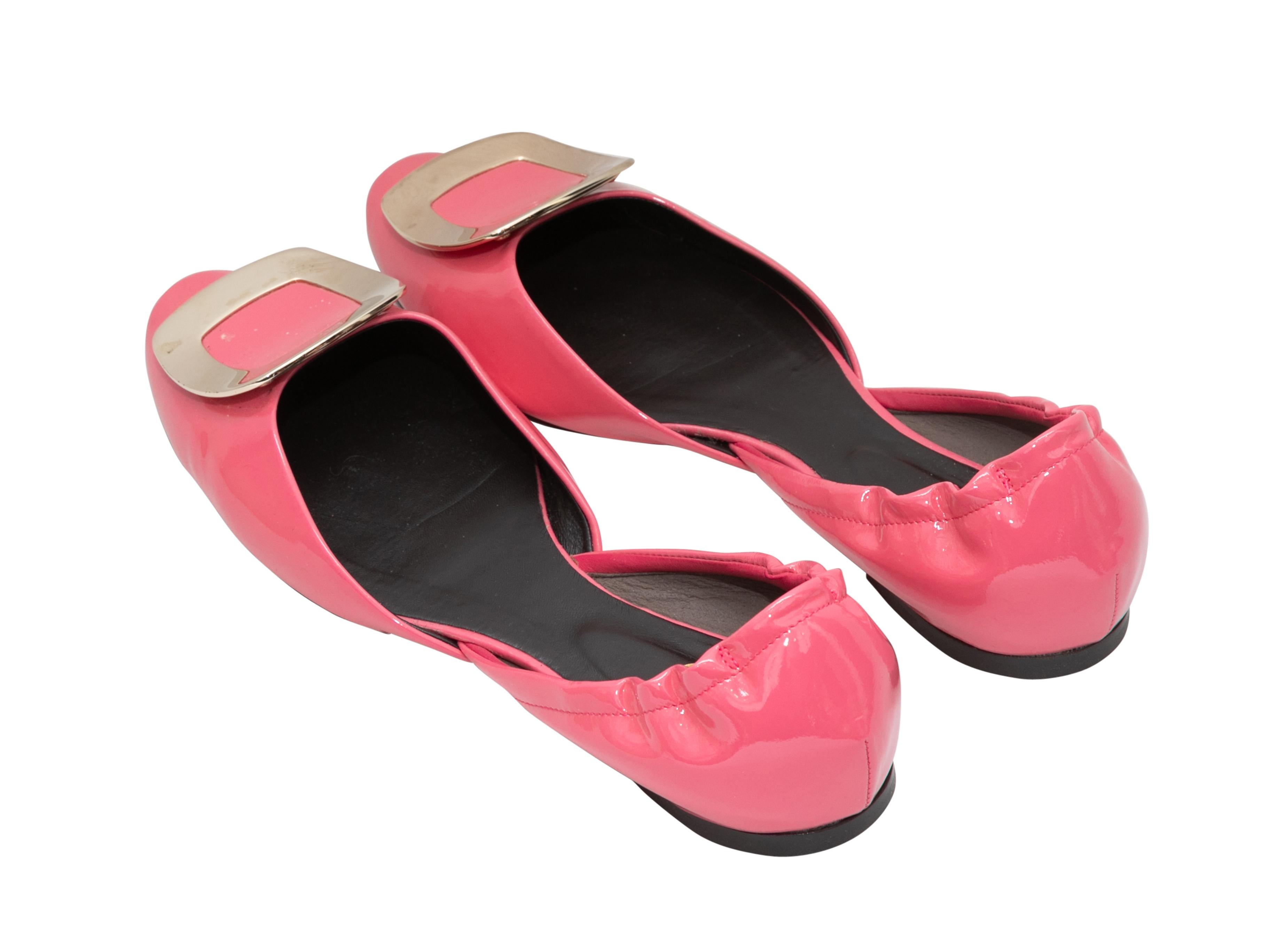 Pink Roger Vivier Patent d'Orsay Buckle Flats Size 39 In Good Condition In New York, NY