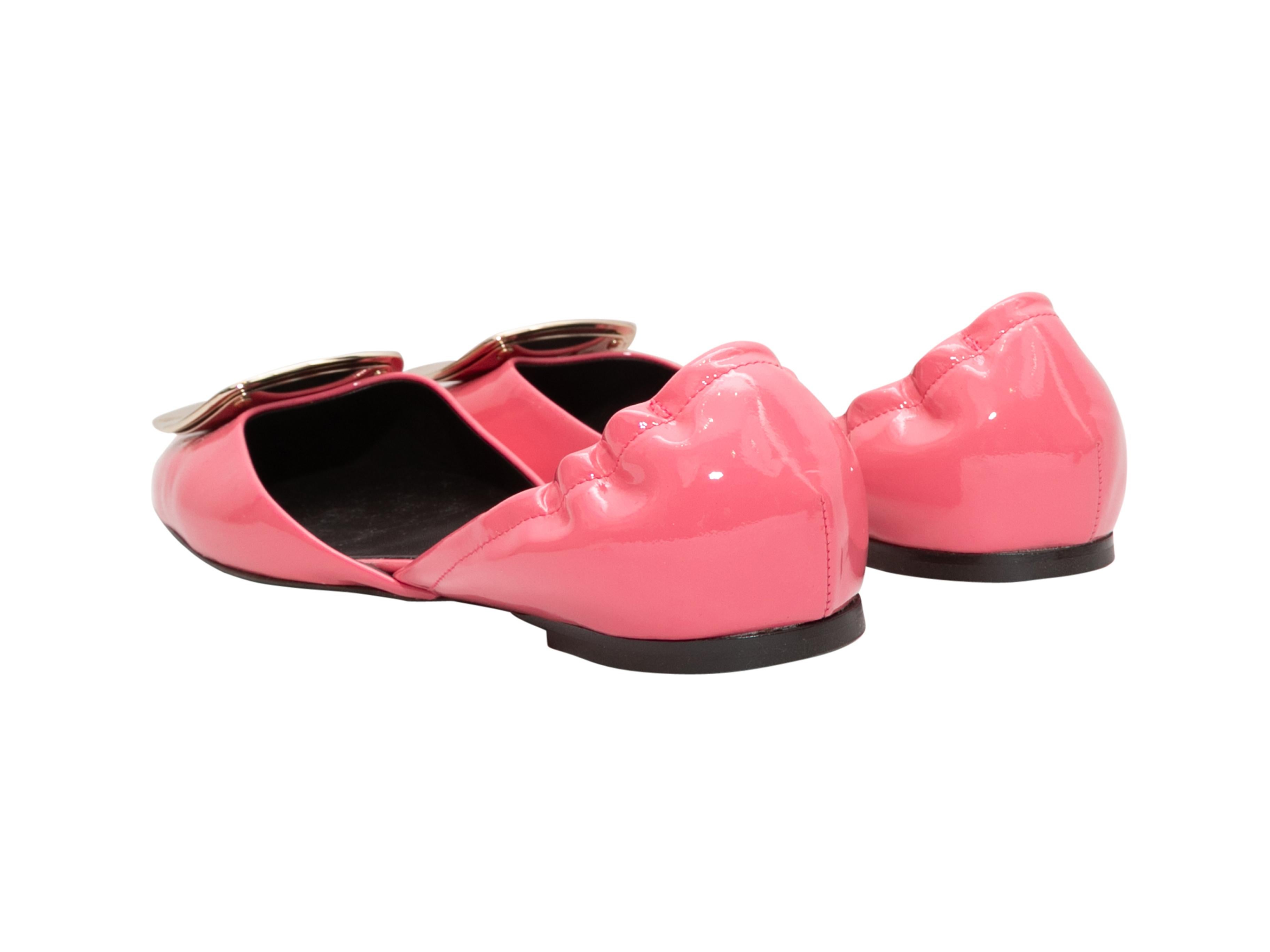 Women's or Men's Pink Roger Vivier Patent d'Orsay Buckle Flats Size 39