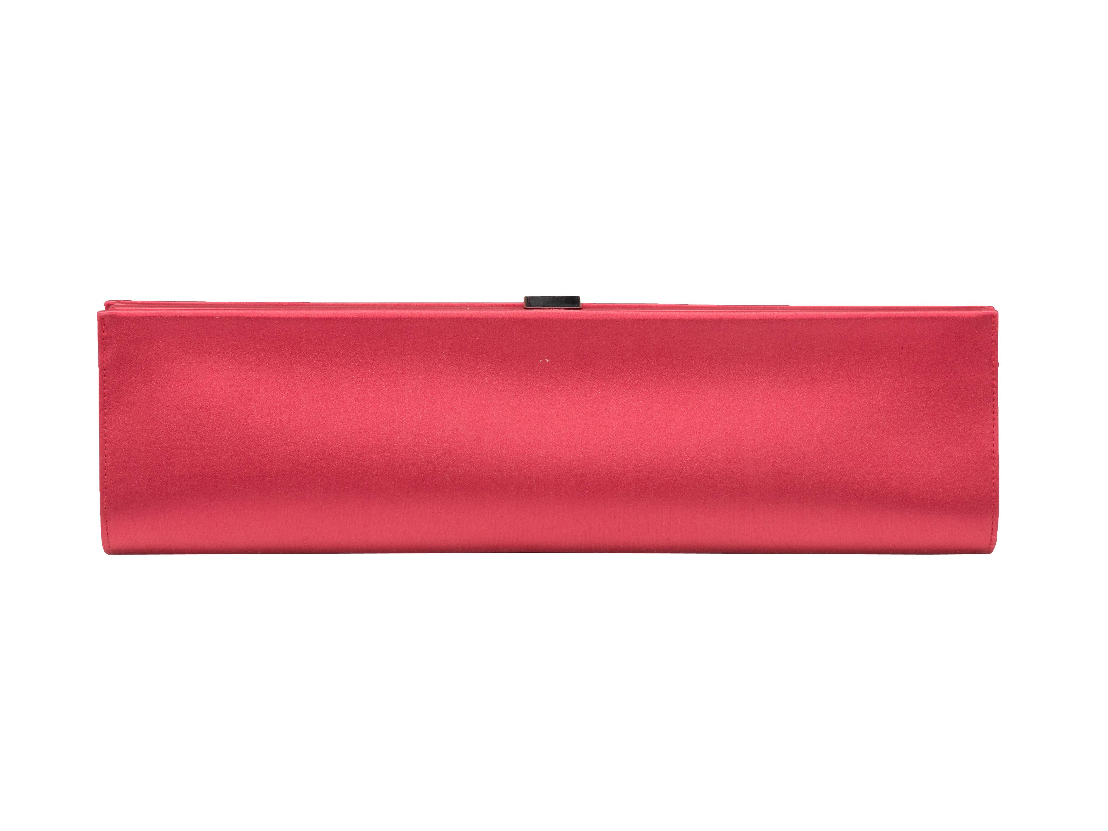 Pink Roger Vivier Satin Crystal-Embellished Clutch In Good Condition For Sale In New York, NY