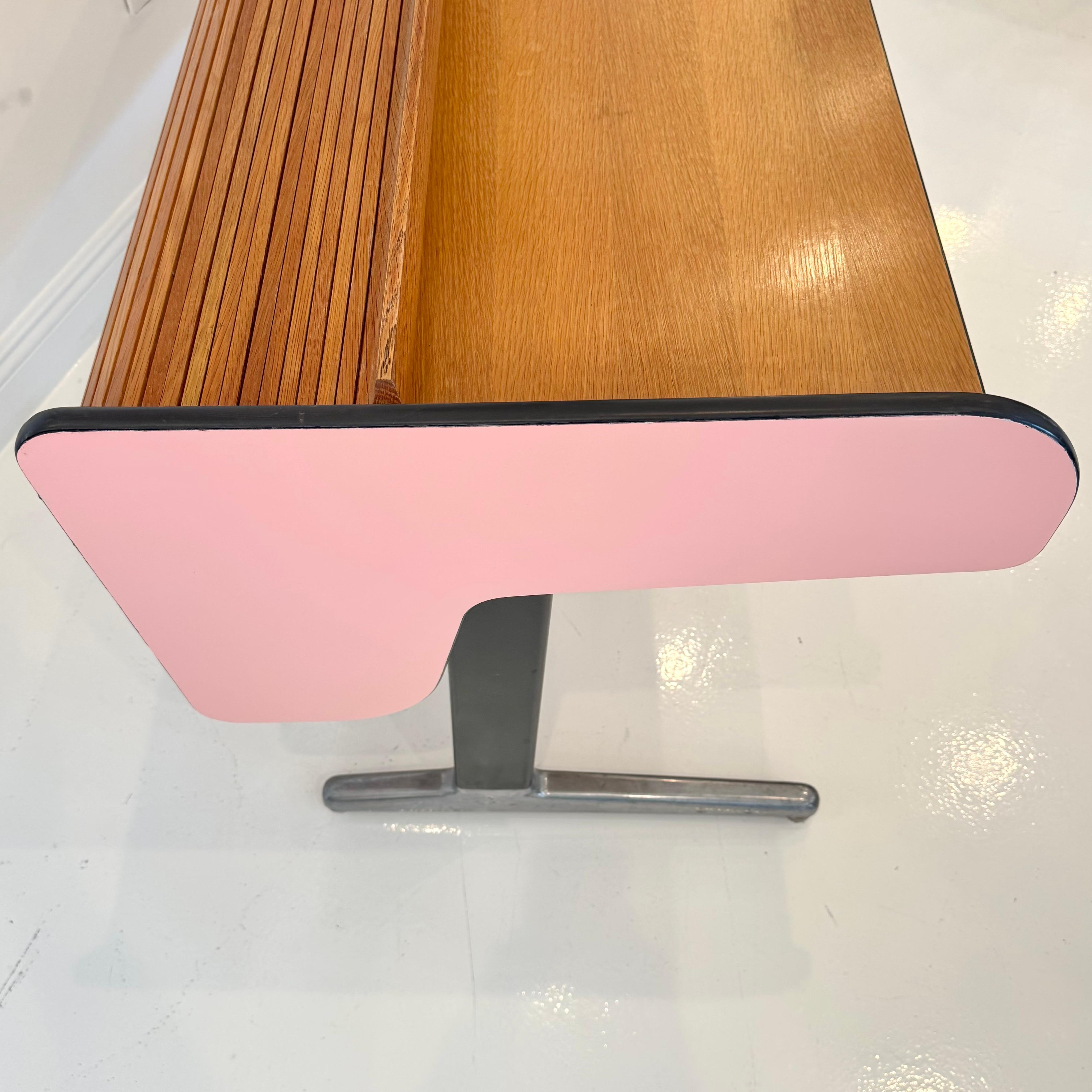 Pink Roll Top Standing Desk by George Nelson for Herman Miller, 1950s USA For Sale 5