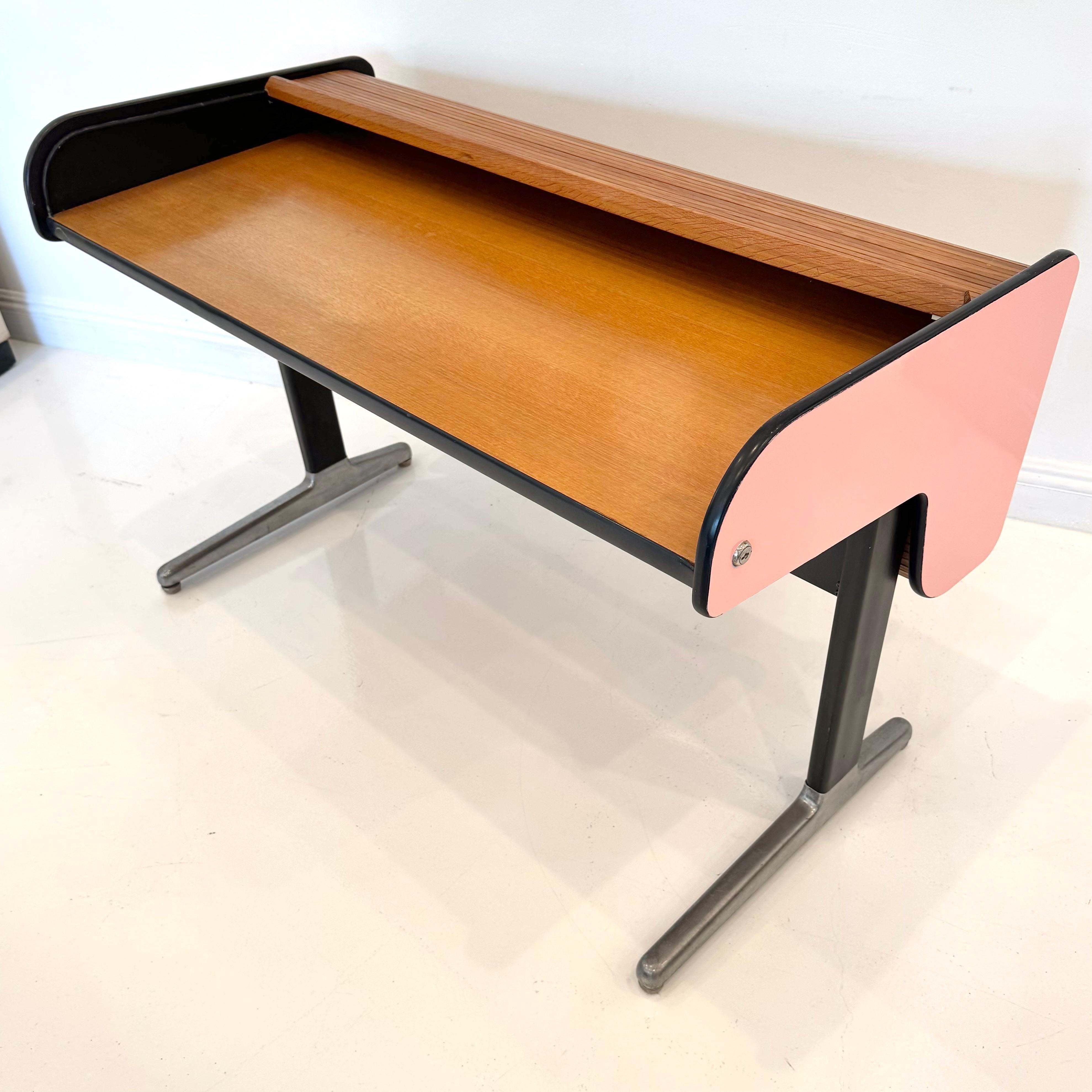 Pink Roll Top Standing Desk by George Nelson for Herman Miller, 1950s USA For Sale 7