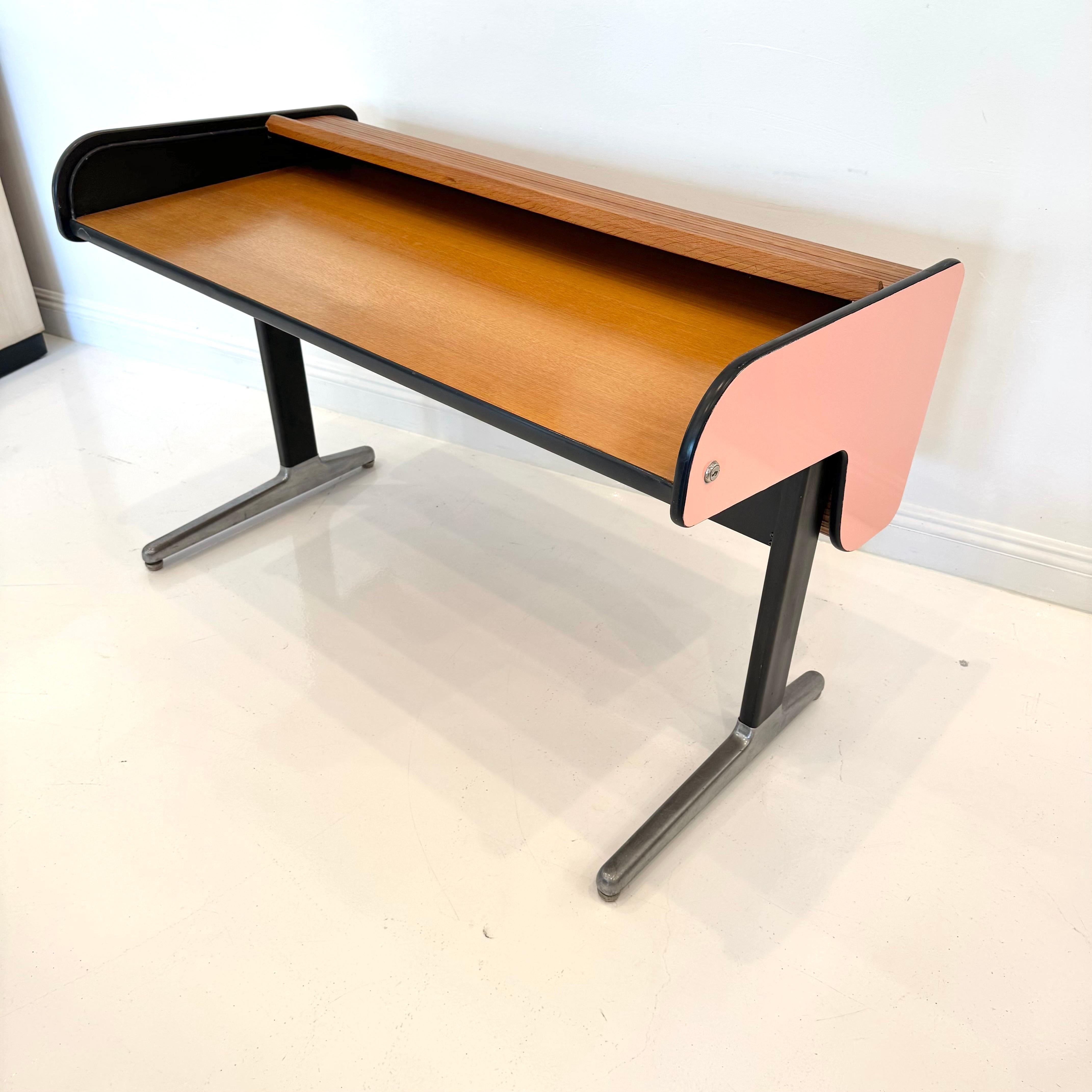 Pink Roll Top Standing Desk by George Nelson for Herman Miller, 1950s USA For Sale 8
