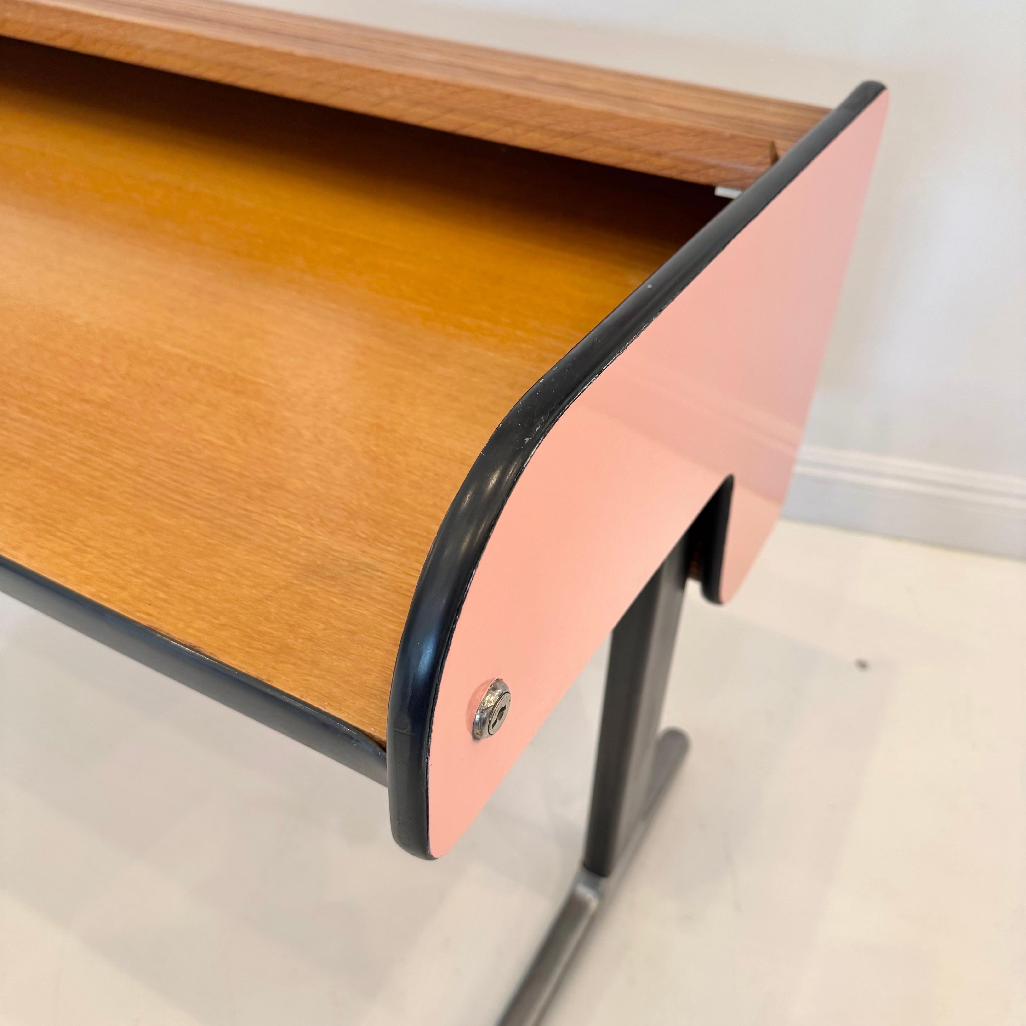 Pink Roll Top Standing Desk by George Nelson for Herman Miller, 1950s USA For Sale 9