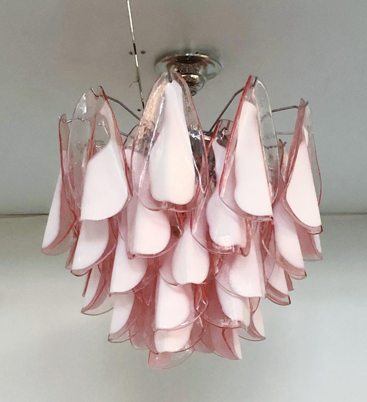 Mid-Century Modern Pink Rondine Chandelier by Fabio Ltd For Sale