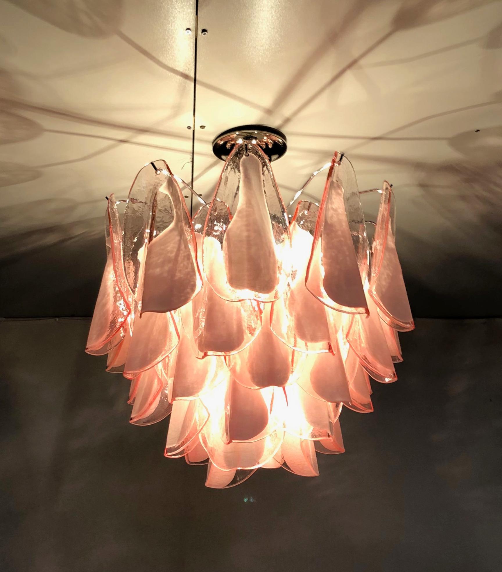 Italian Pink Rondine Chandelier by Fabio Ltd For Sale