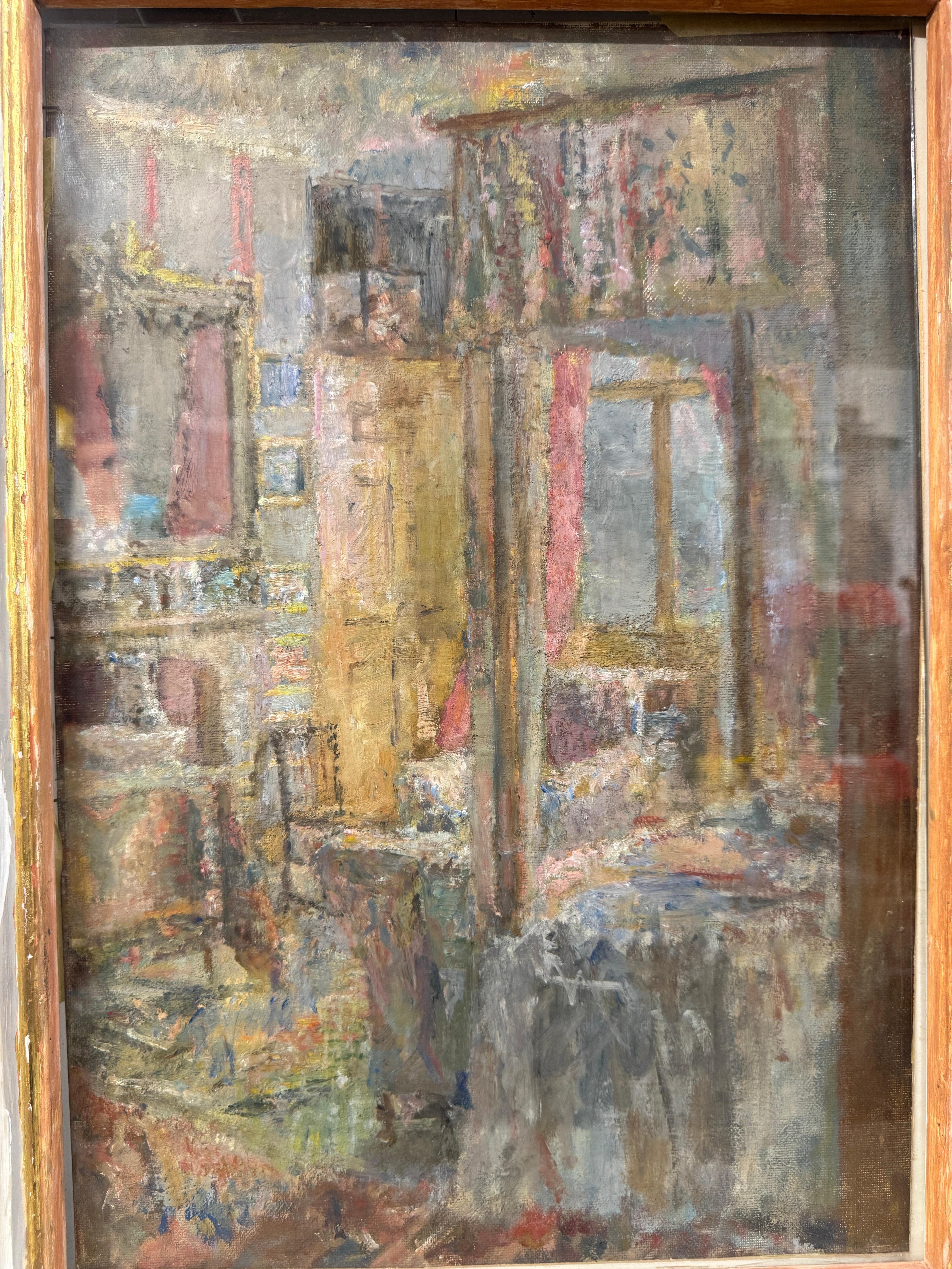 'Pink Room, Charlecote' by Edmund Fairfax-Lucy  (1945 - 2020) , Oil on board and framed. Frame size - 22
