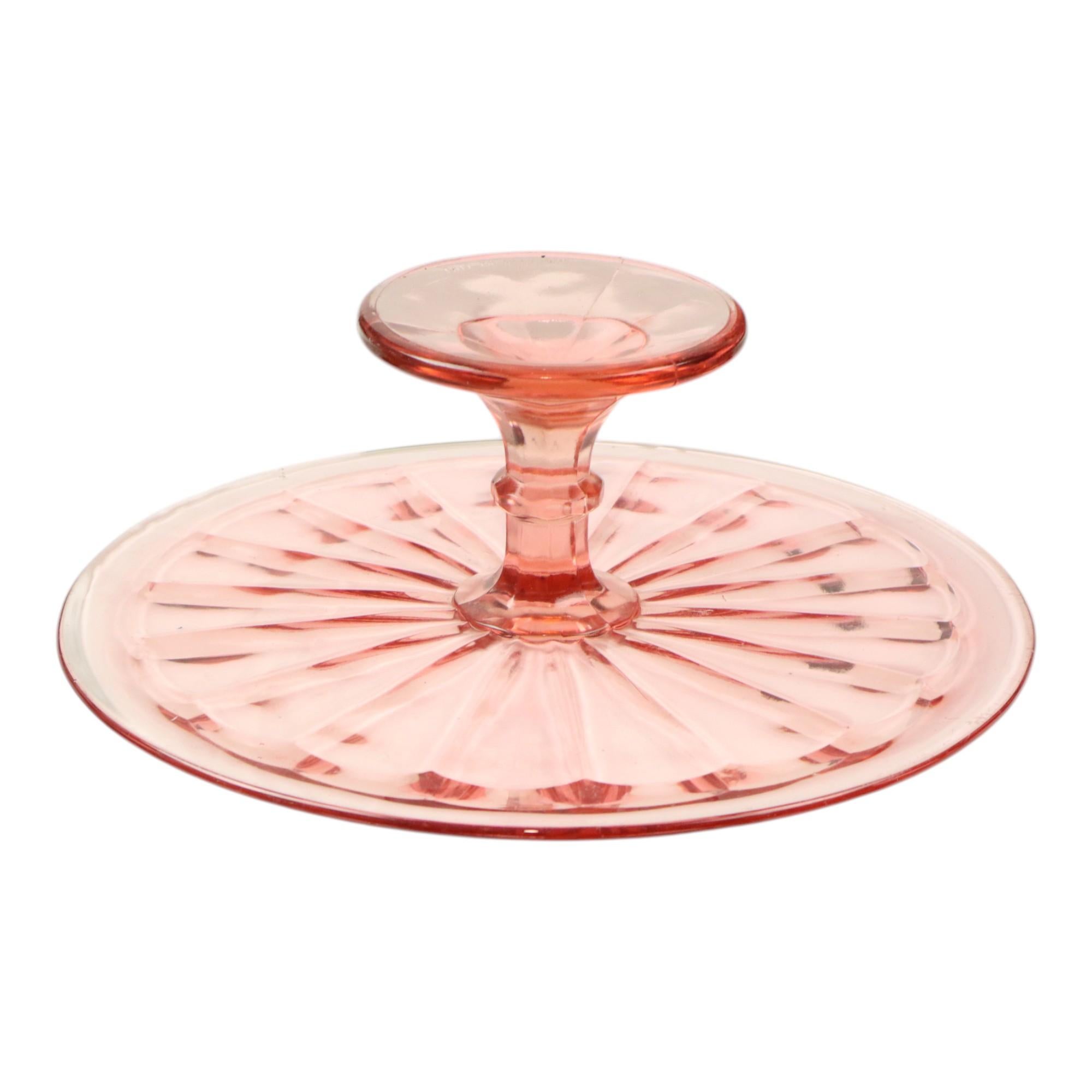 Plat à gâteaux Art Déco Rosaline rose Scailmont en vente 7