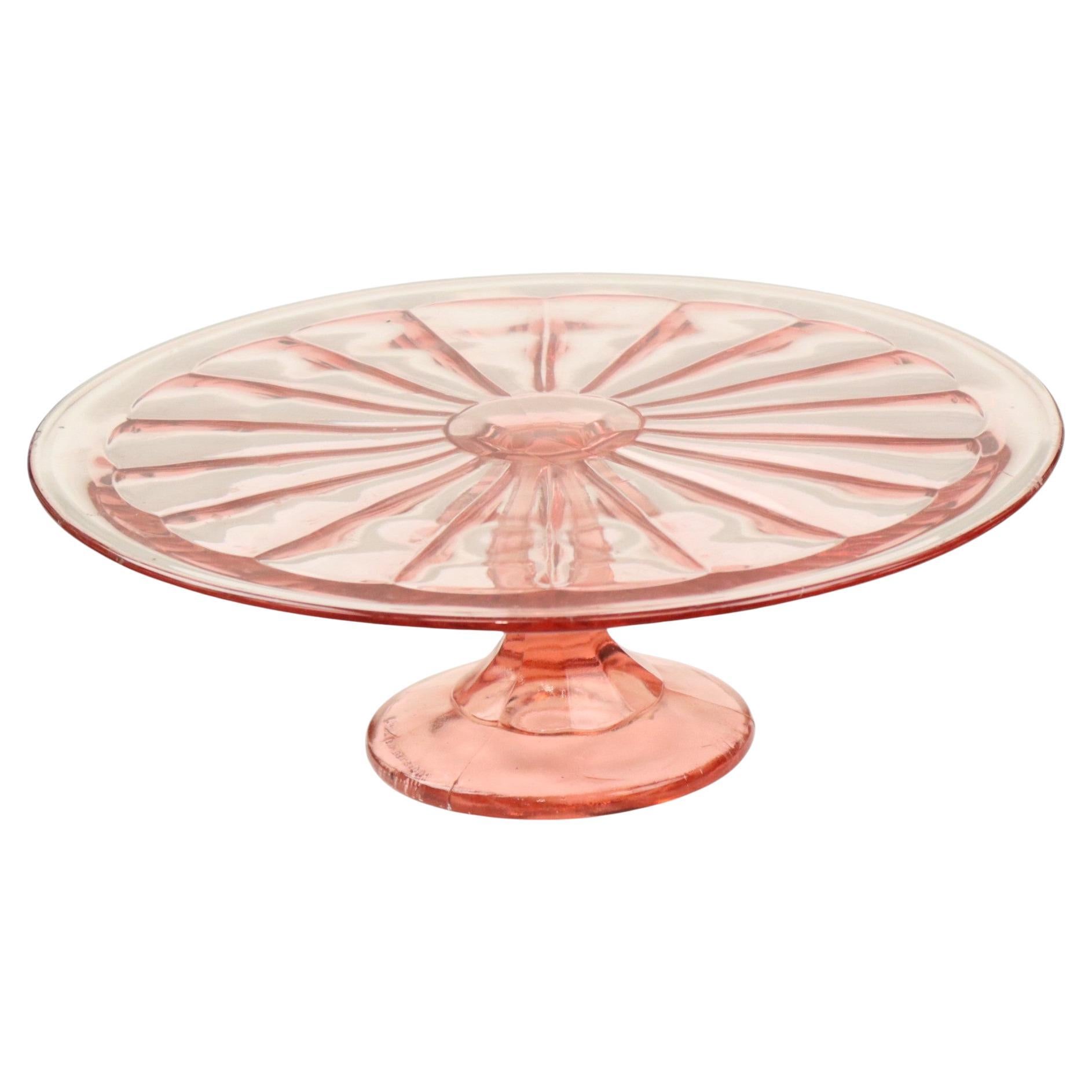 Plat à gâteaux Art Déco Rosaline rose Scailmont