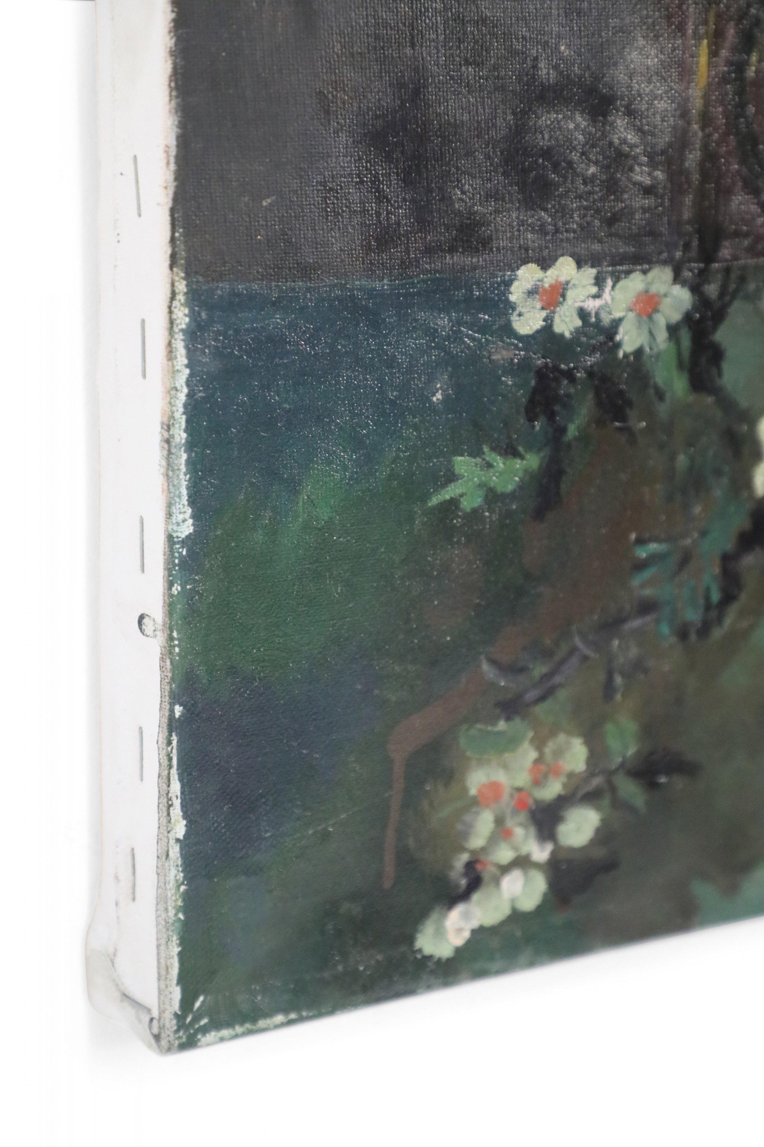 Rosa Rose und mehrfarbiges Hydrangea-Arrangement-Gemälde auf Leinwand (20. Jahrhundert) im Angebot